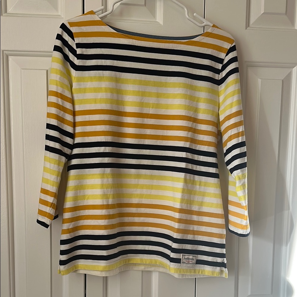 Talbots Yellow and Black 3/4 Sleeve 100% Cotton T-Shirt